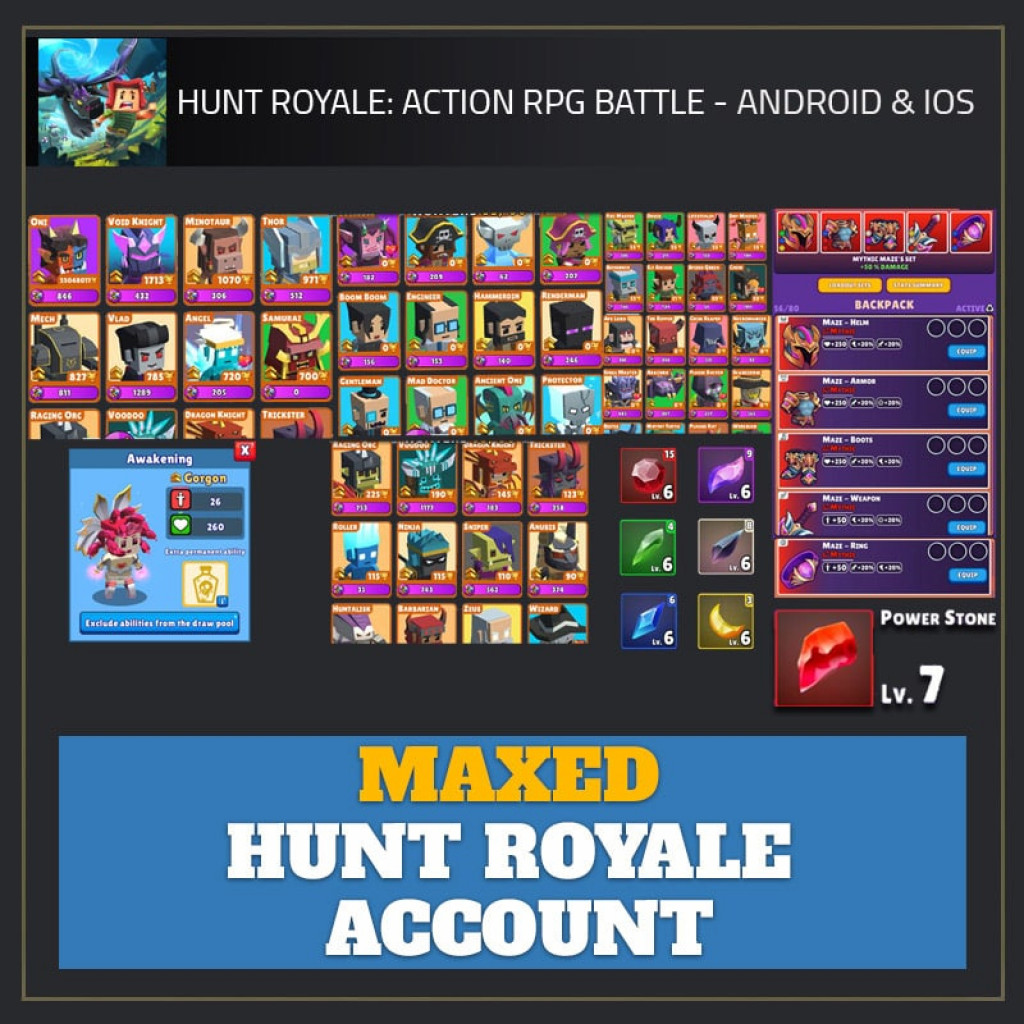 IDOTService Hunt Royale Maxed Accounts — (Mythic Gear, All Hunters